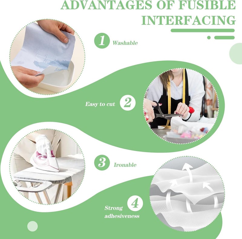 JUPEAN Medium Weight Interfacing Fabric for Sewing: White 11.6" x 30yd Iron On Non-Woven Fusible Interfacing Single-Sided Fusible Interfacing for Sewing DIY Craft Quilting - Image 3